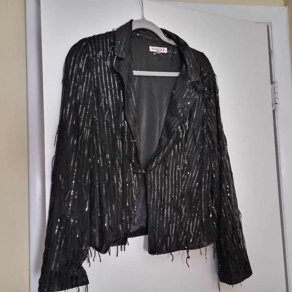Nanette Lepore Elegant Black Sequin Jacket